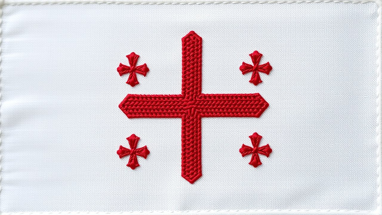 Flag of Georgia 🇬🇪 in embroidered textile style