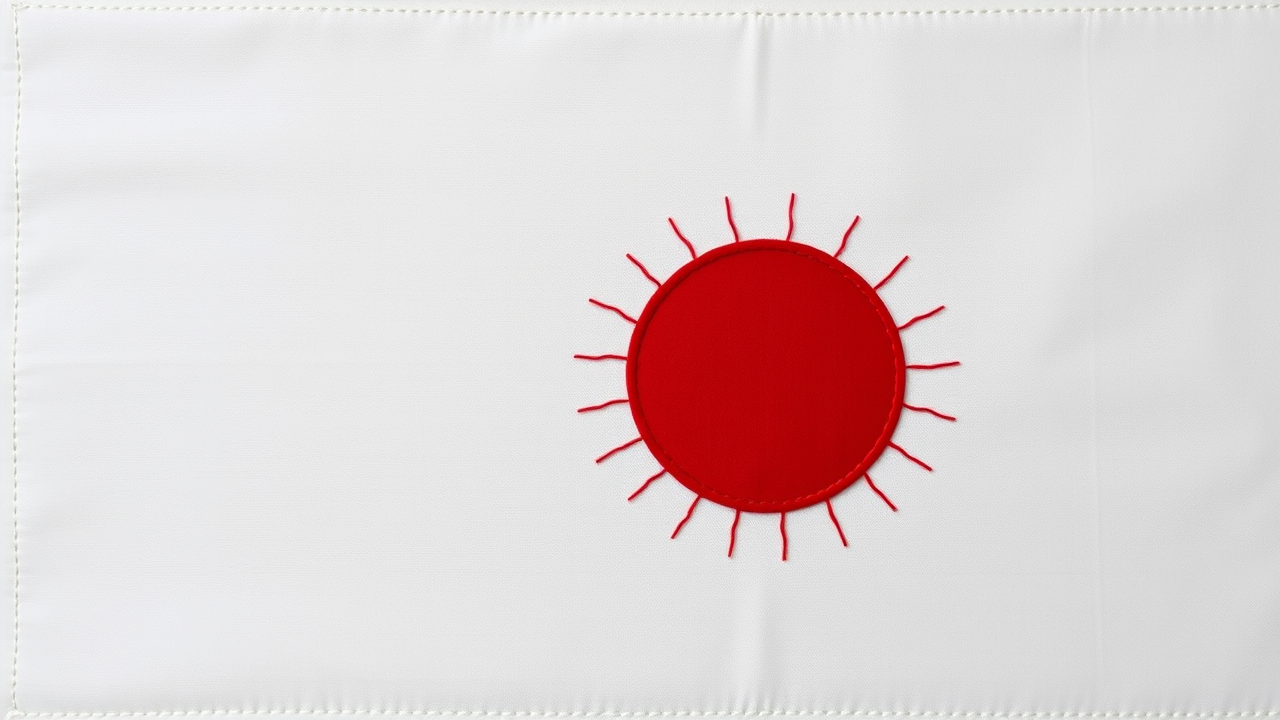 Flag of Japan in embroidered textile style