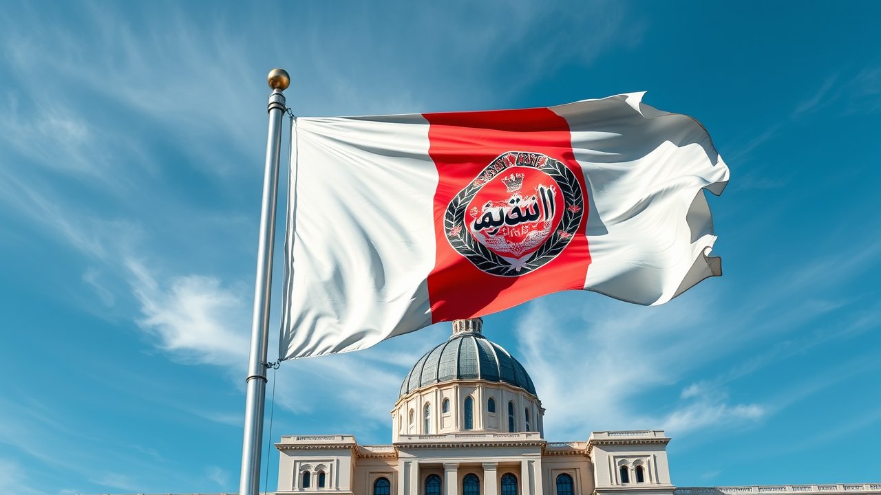 Flag of Afghanistan 🇦🇫 in flagpole in capital style
