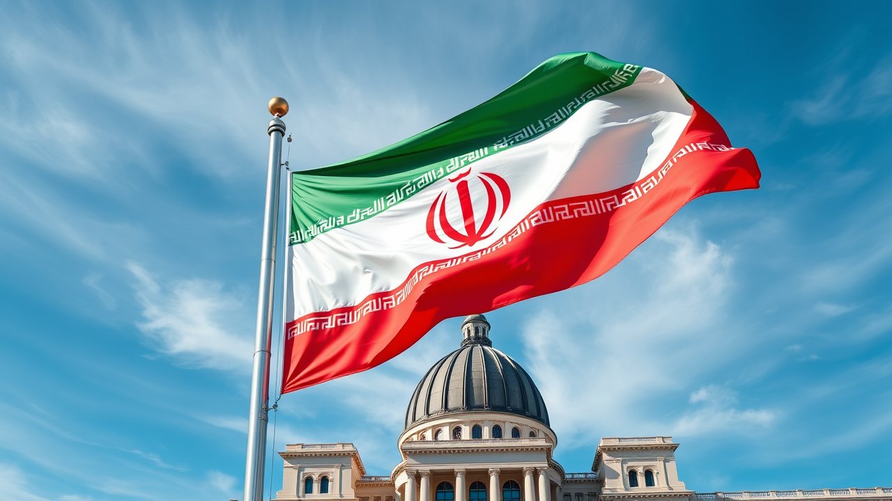 Flag of Iran 🇮🇷 in flagpole in capital style