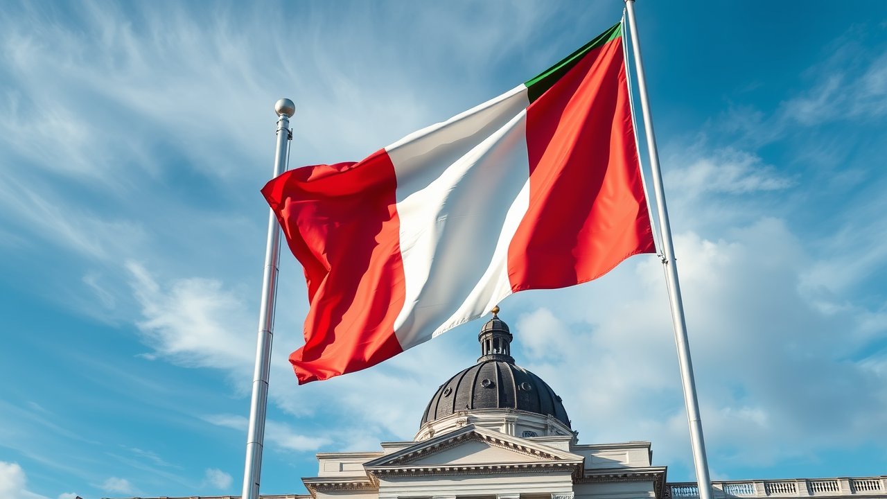 Flag of Italy ๐ฎ๐น (Italian) in flagpole in capital style
