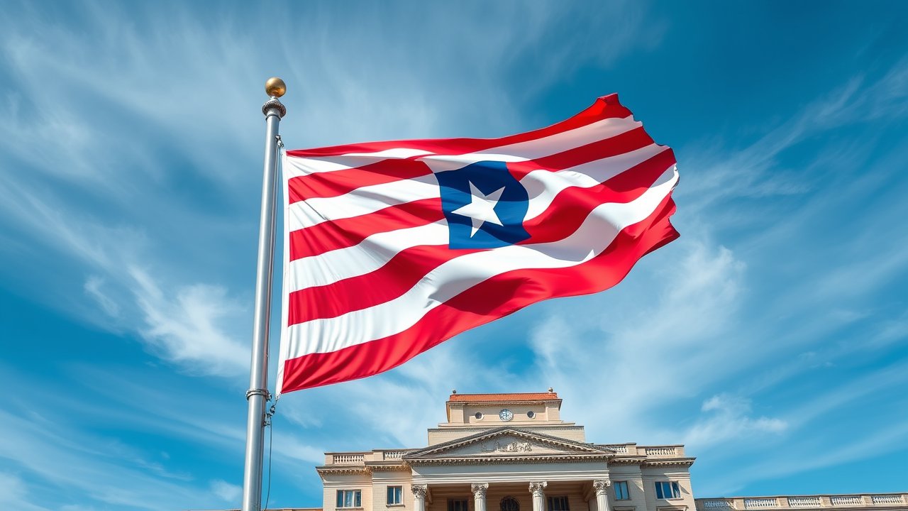 Flag of Liberia 🇱🇷 in flagpole in capital style