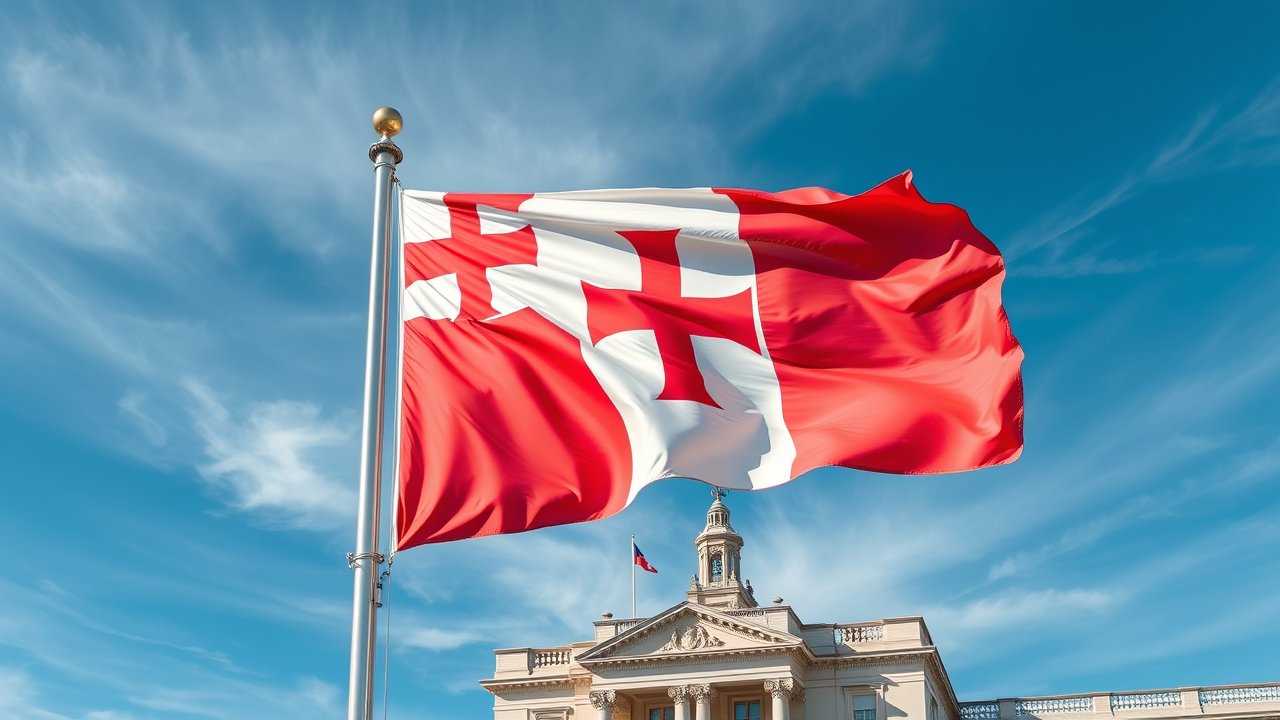 Flag of Malta 🇲🇹 in flagpole in capital style