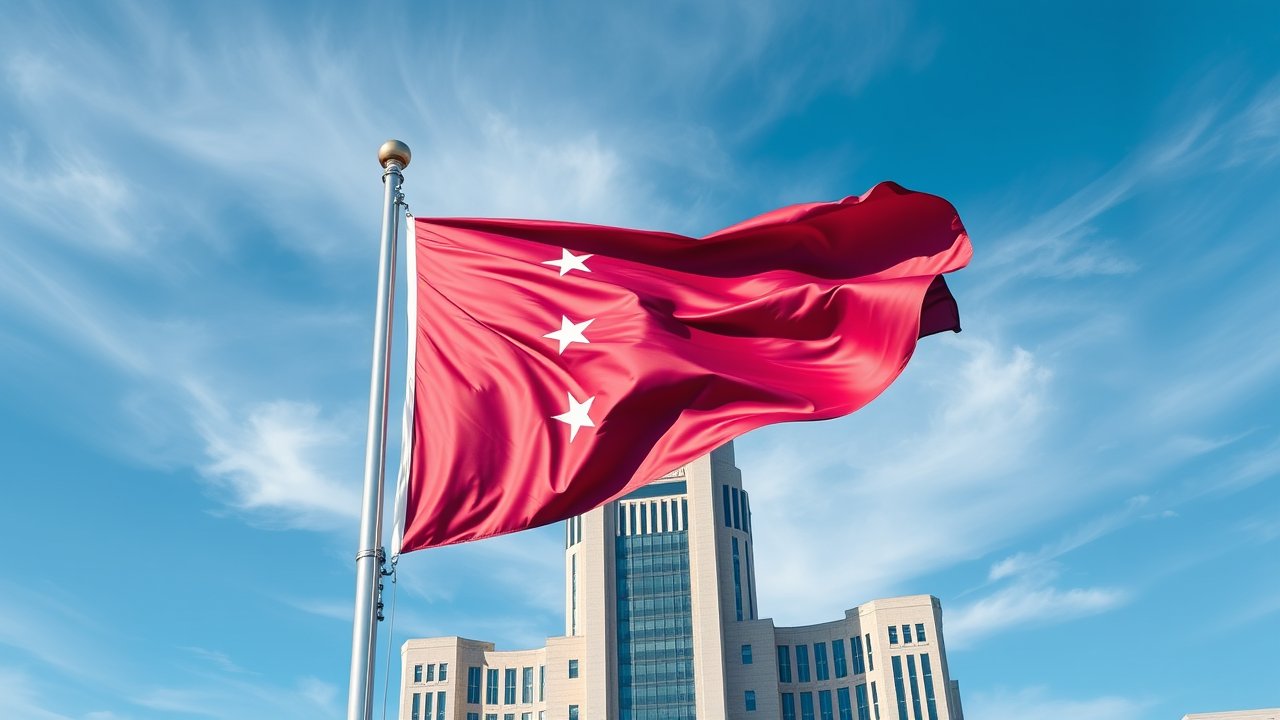 Flag of Qatar 🇶🇦 in flagpole in capital style