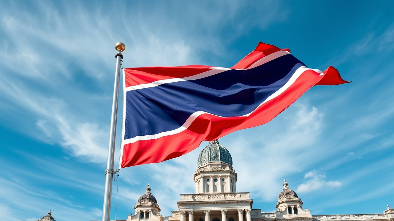 Flag of Thailand 🇹🇠in flagpole in capital style