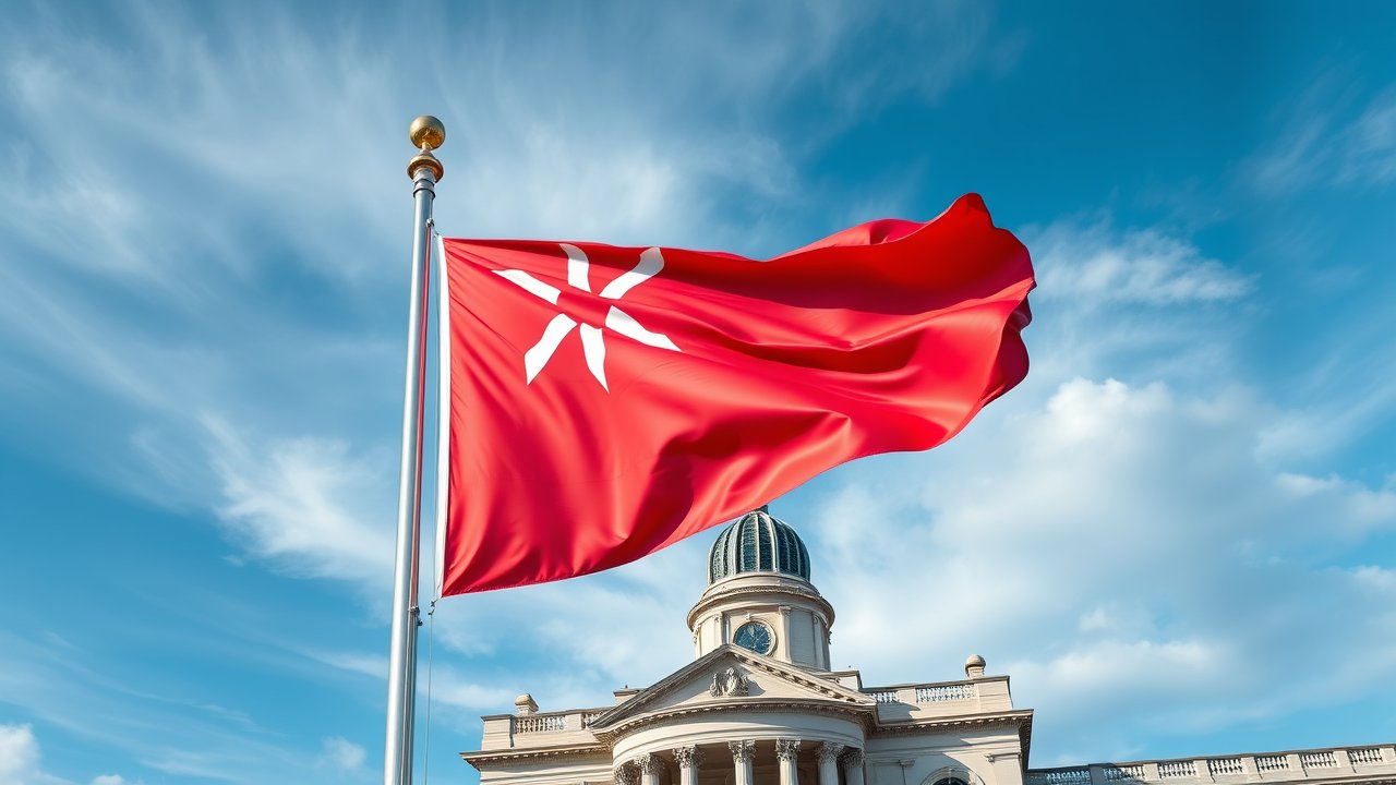 Flag of Bermuda 🇧🇲 in flagpole in capital style
