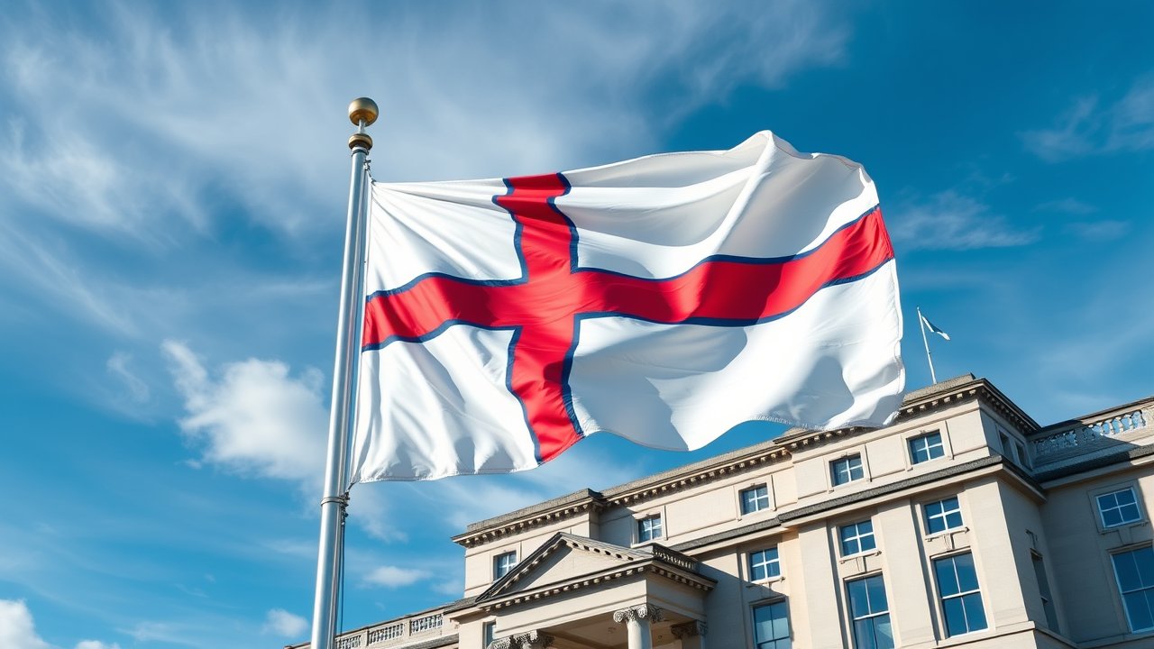 Flag of Faroe Islands 🇫🇴 in flagpole in capital style