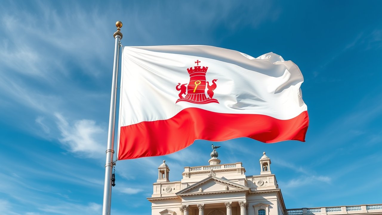 Flag of Gibraltar 🇬🇮 in flagpole in capital style