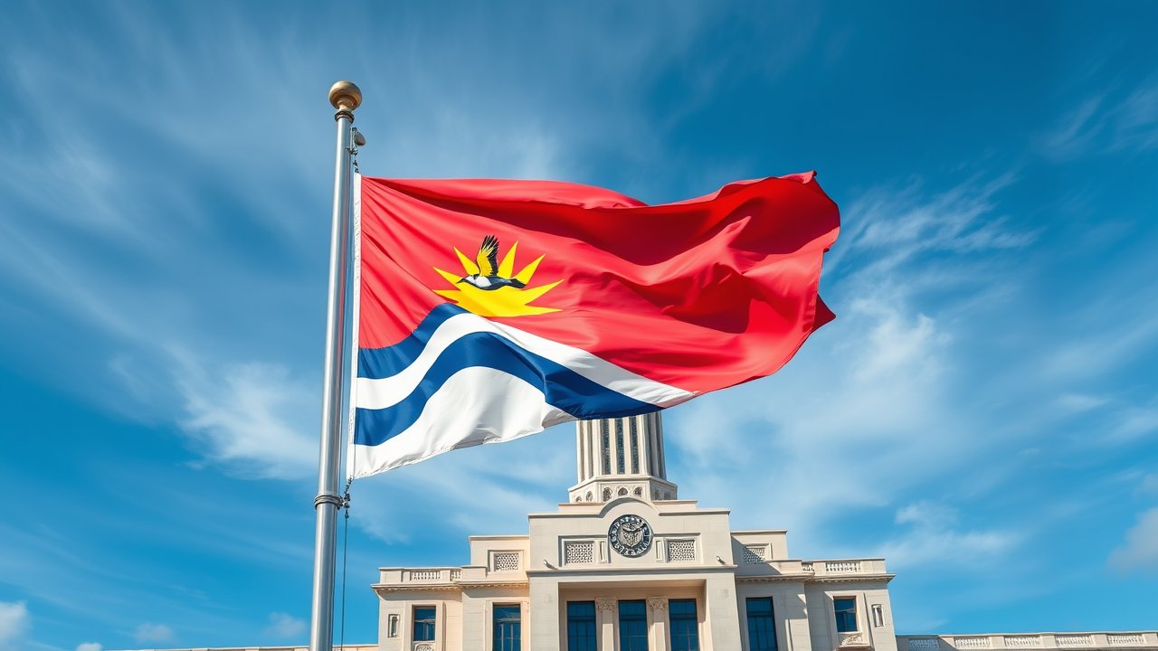 Flag of Kiribati 🇰🇮 in flagpole in capital style
