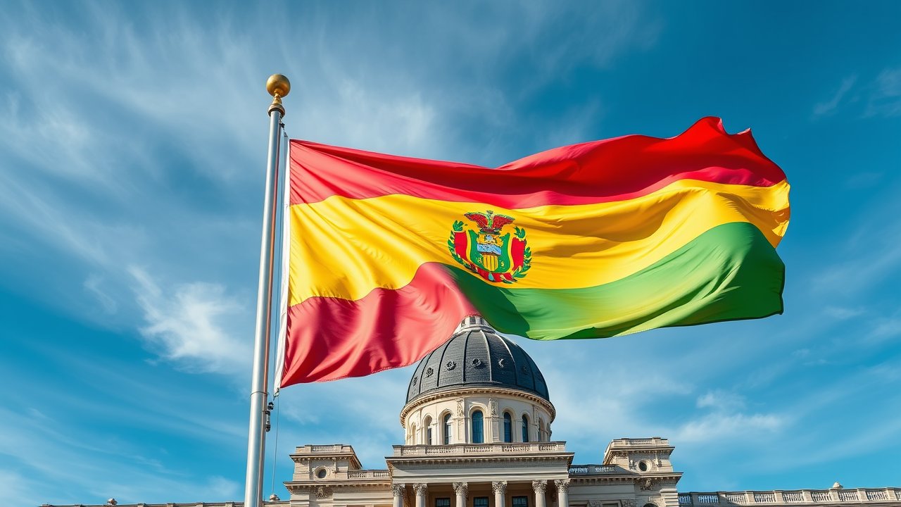 Flag of Bolivia 🇧🇴 in flagpole in capital style