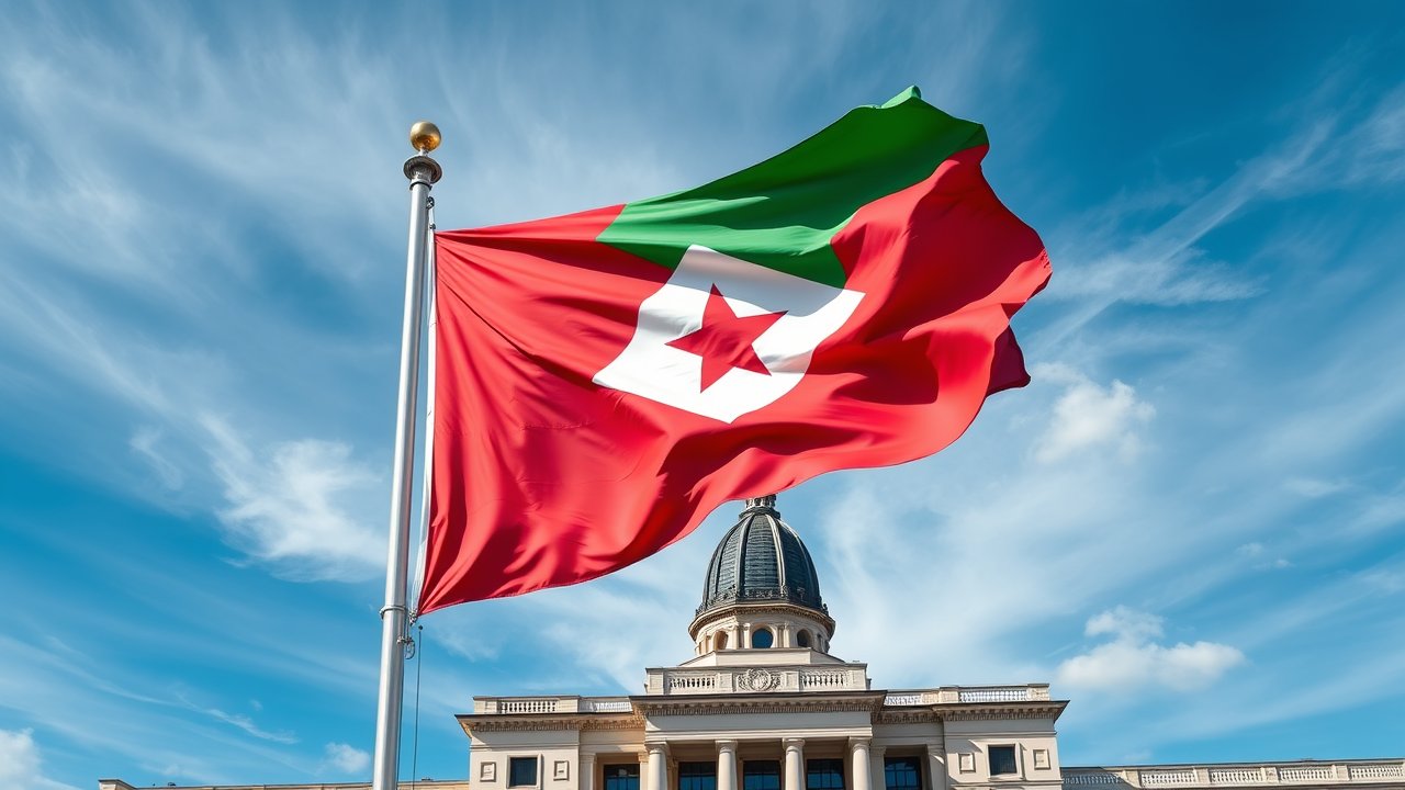 Flag of Burundi 🇧🇮 in flagpole in capital style