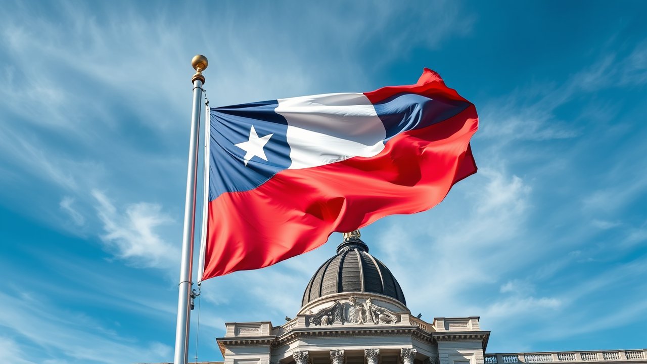 Flag of Chile 🇨🇱 in flagpole in capital style