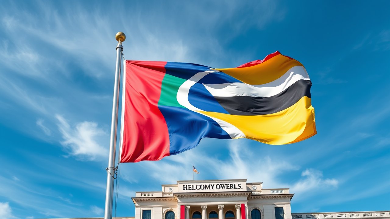 Flag of Comoros 🇰🇲 in flagpole in capital style