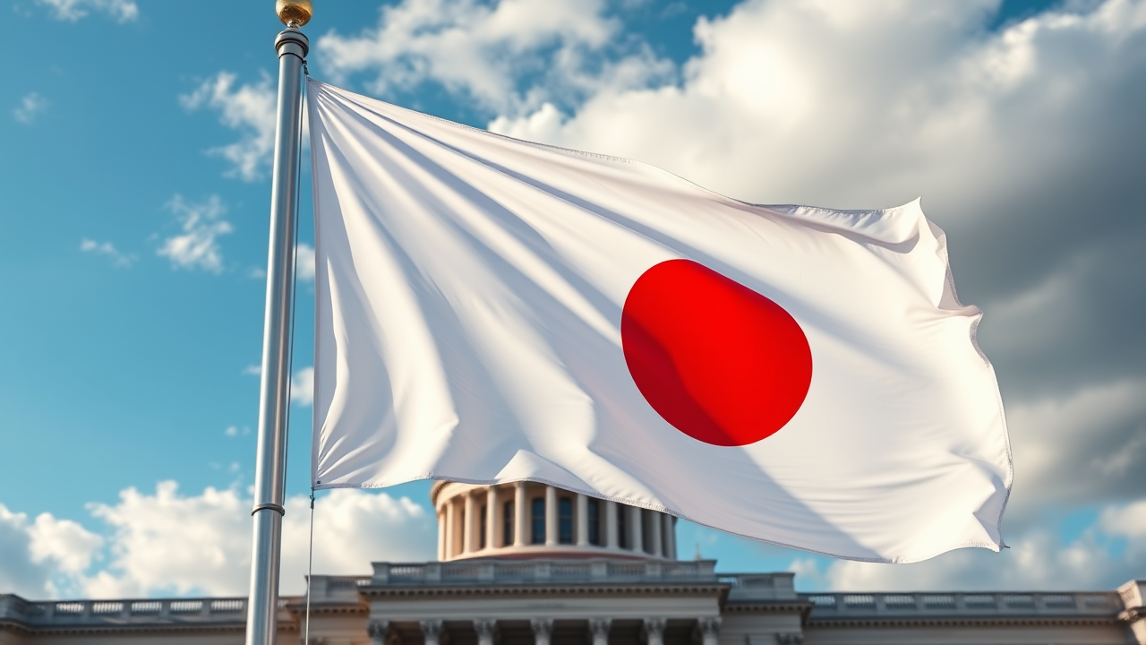 Flag of Japan in flagpole in capital style