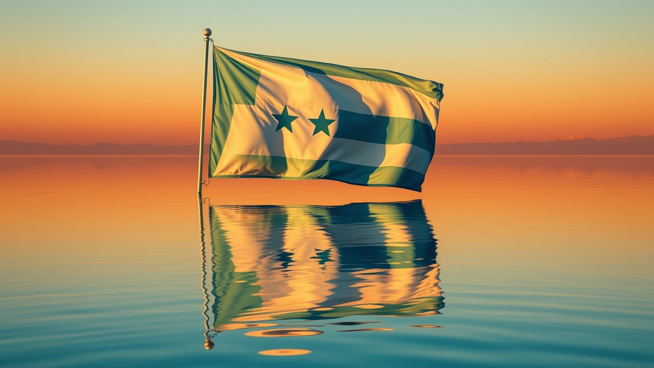 Flag of Honduras ðŸ‡ðŸ‡³ in golden hour reflection style