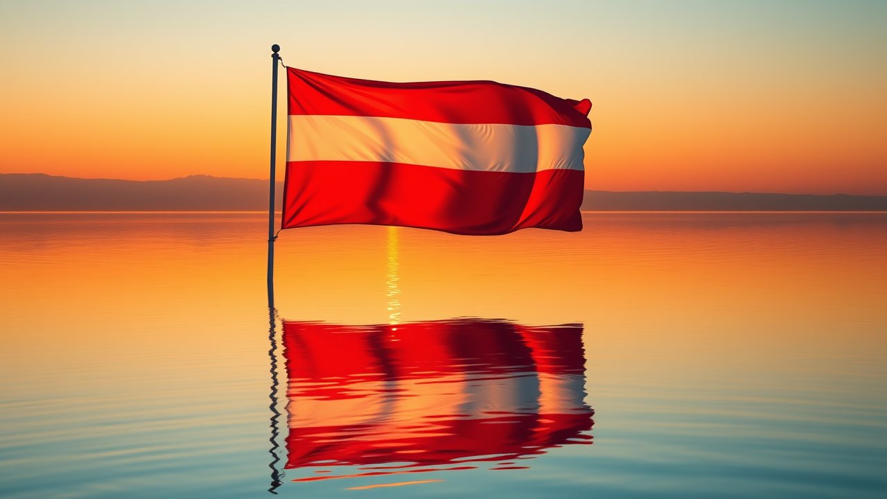 Flag of Luxembourg 🇱🇺 in golden hour reflection style