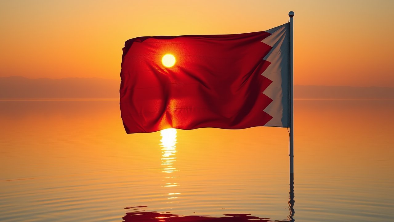 Flag of Qatar 🇶🇦 in golden hour reflection style