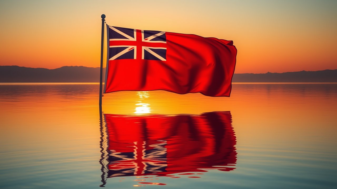 Flag of Samoa 🇼🇸 in golden hour reflection style