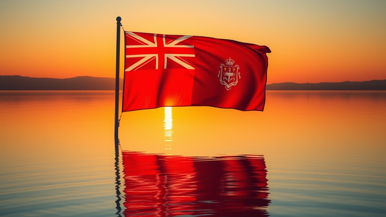 Flag of Bermuda 🇧🇲 in golden hour reflection style