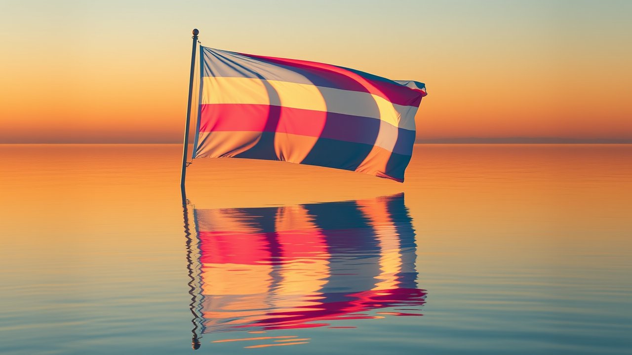 Flag of Transgender (trans) 🏳️‍⚧️ in golden hour reflection style