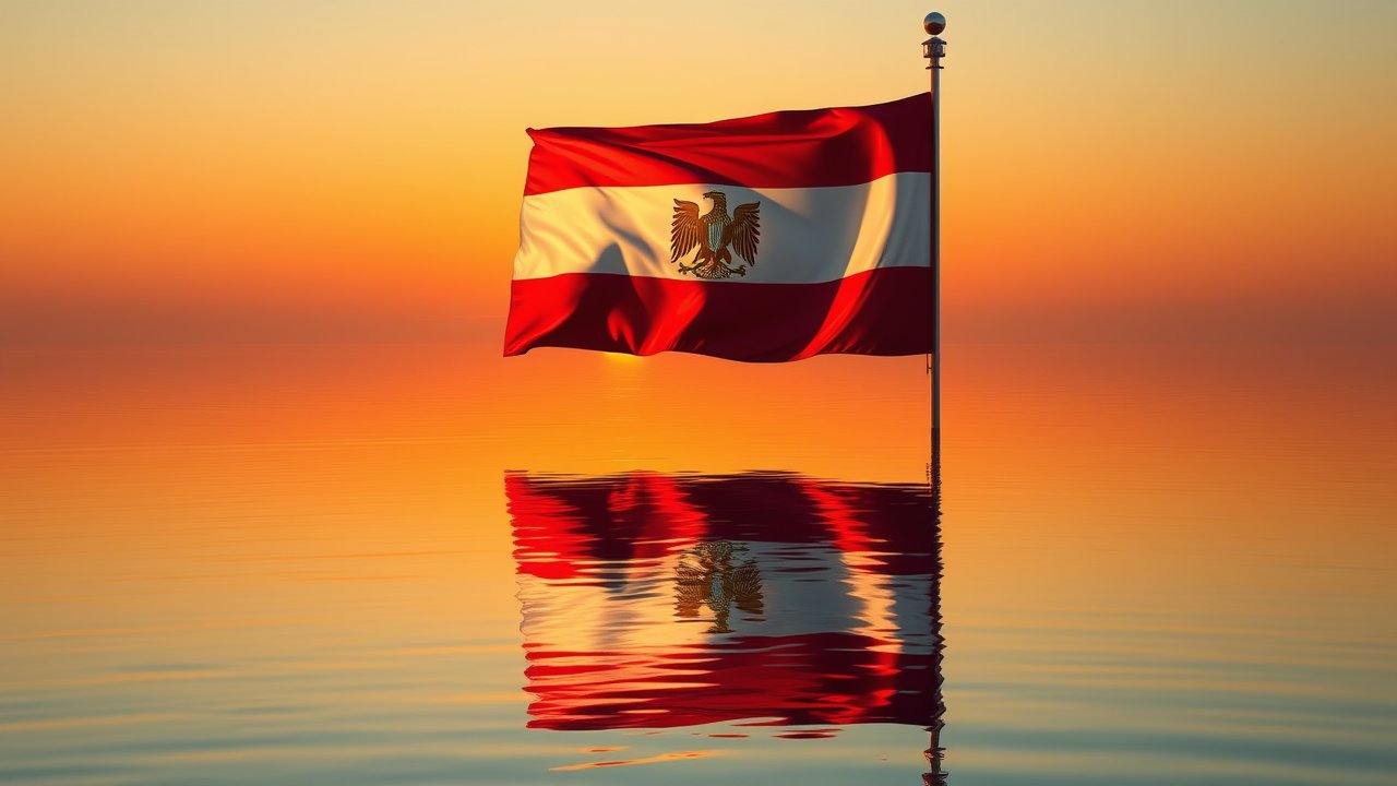Flag of Egypt 🇪🇬 in golden hour reflection style