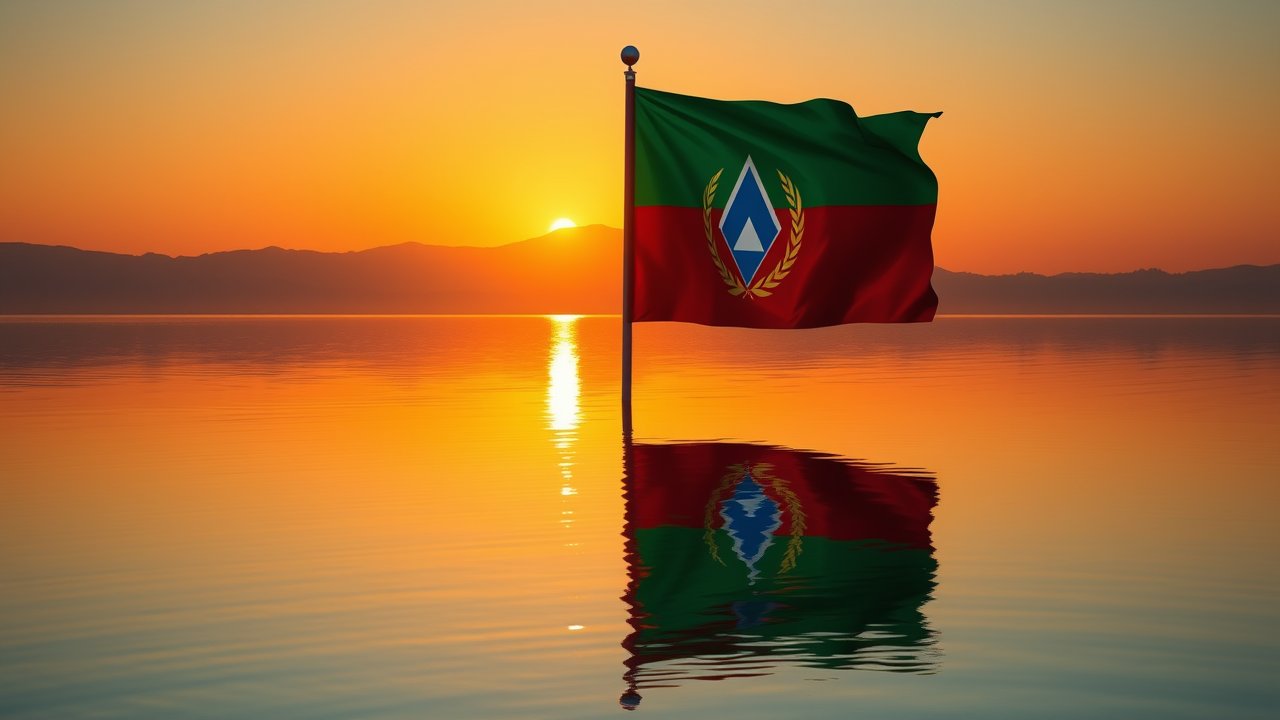 Flag of Eritrea 🇪🇷 in golden hour reflection style