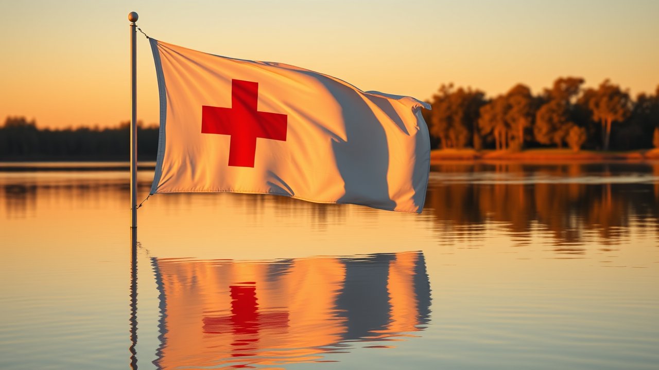 Flag of Georgia 🇬🇪 in golden hour reflection style