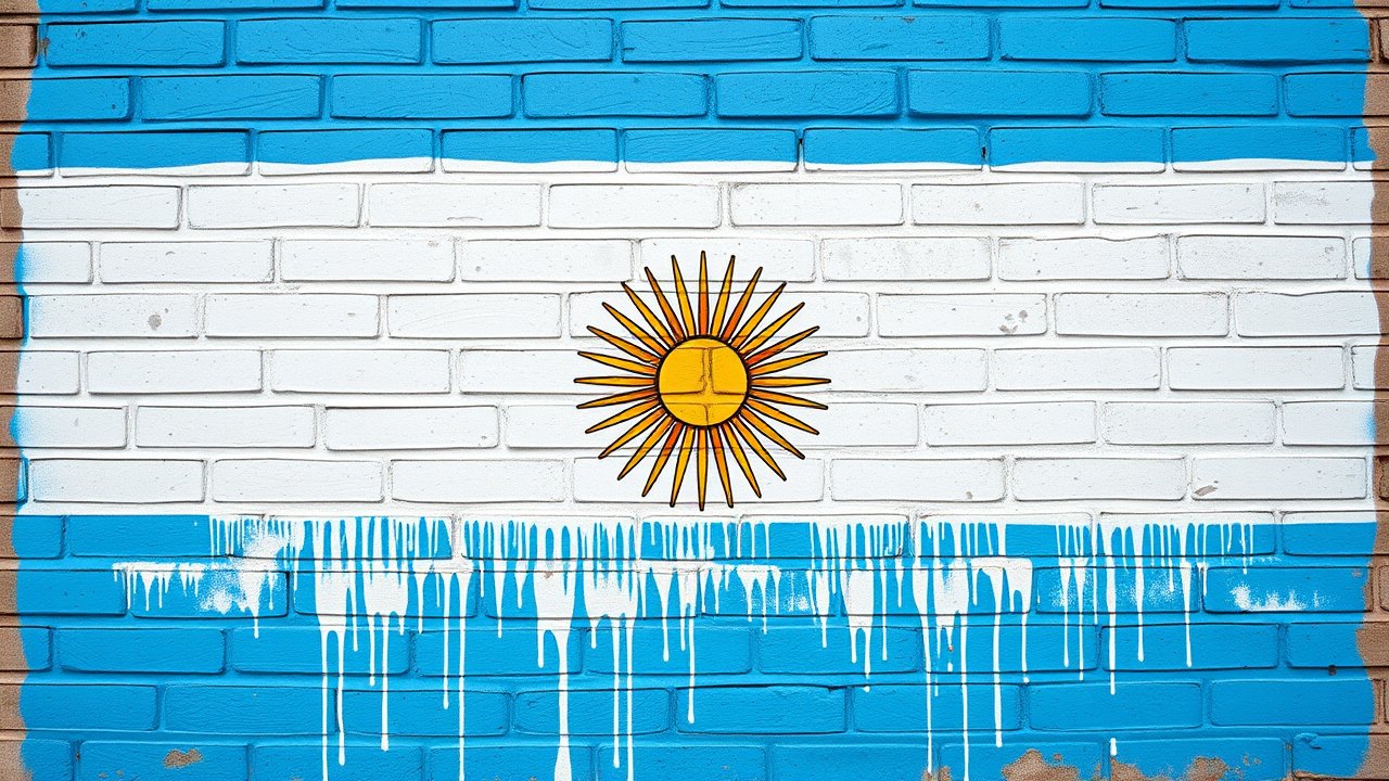 Flag of Argentina 🇦🇷 in street art / graffiti style