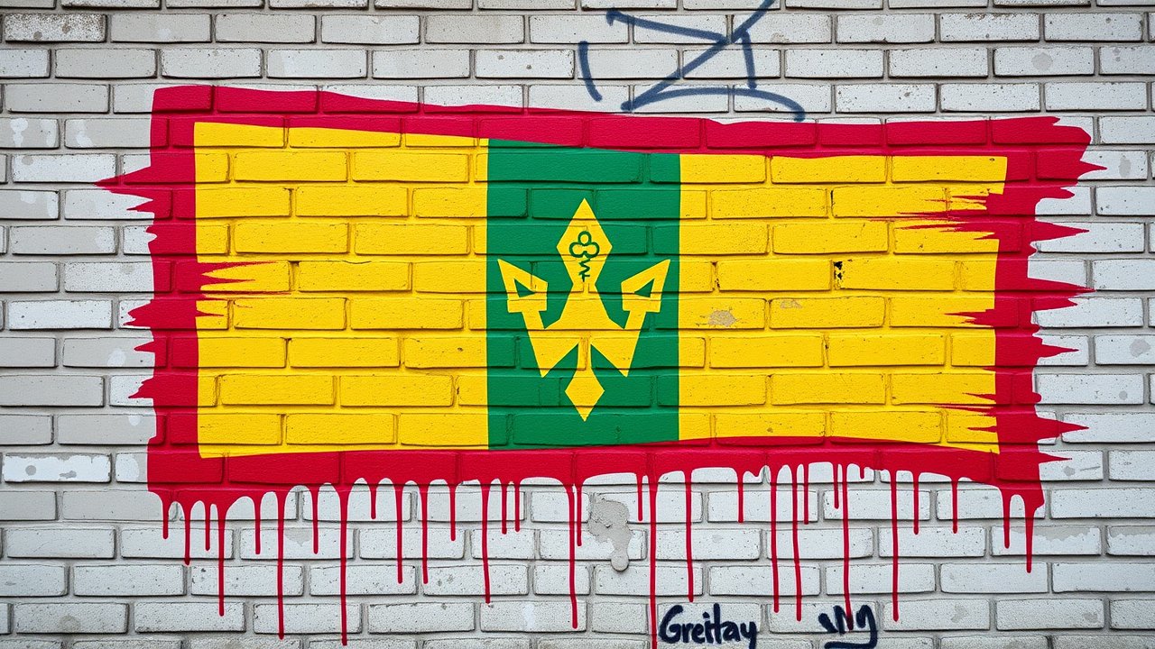 Flag of Grenada 🇬🇩 in street art / graffiti style
