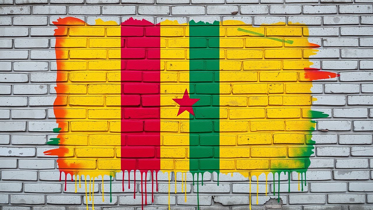 Flag of Guinea 🇬🇳 in street art / graffiti style