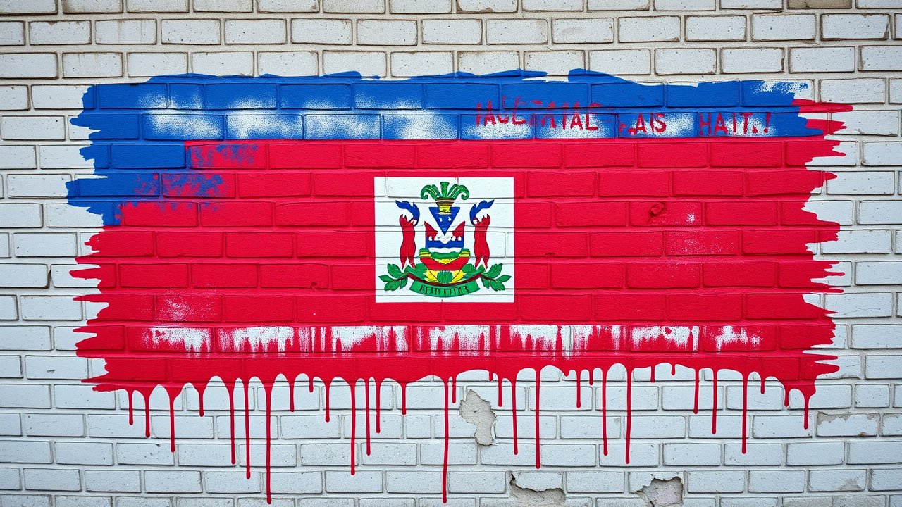 Flag of Haiti 🇭🇹 in street art / graffiti style