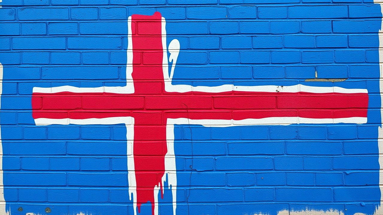 Flag of Iceland 🇮🇸 in street art / graffiti style