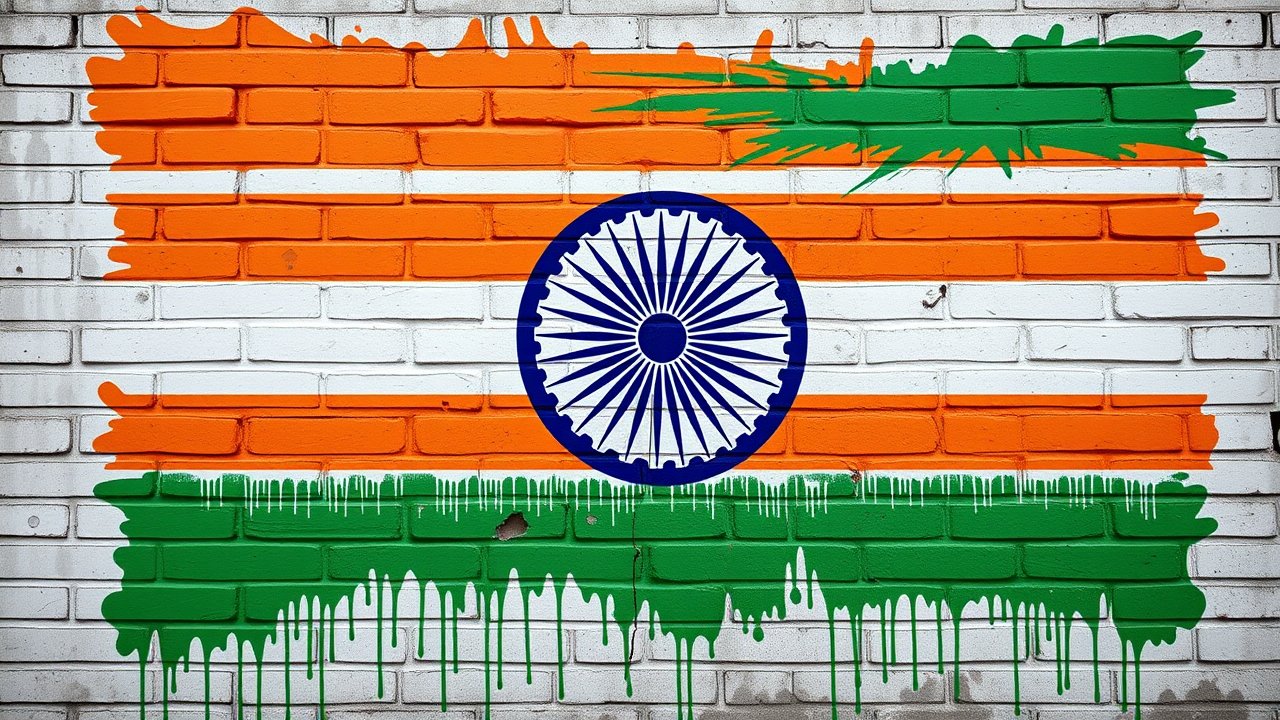 Flag of India 🇮🇳 in street art / graffiti style