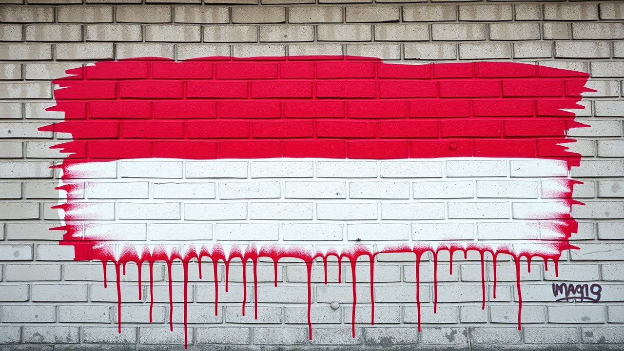 Flag of Indonesia 🇮🇩 in street art / graffiti style