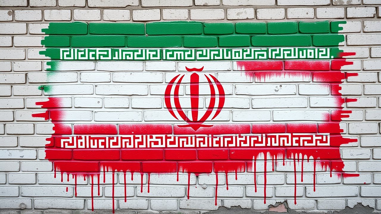 Flag of Iran 🇮🇷 in street art / graffiti style