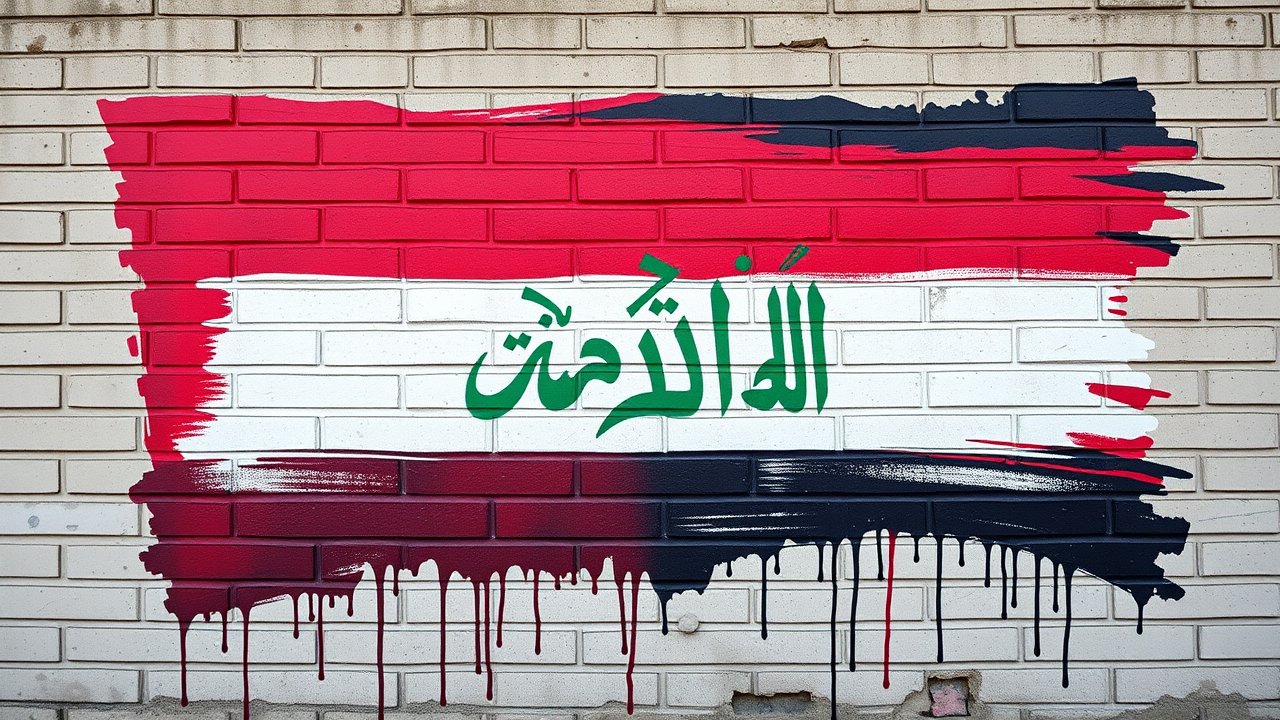 Flag of Iraq 🇮🇶 in street art / graffiti style