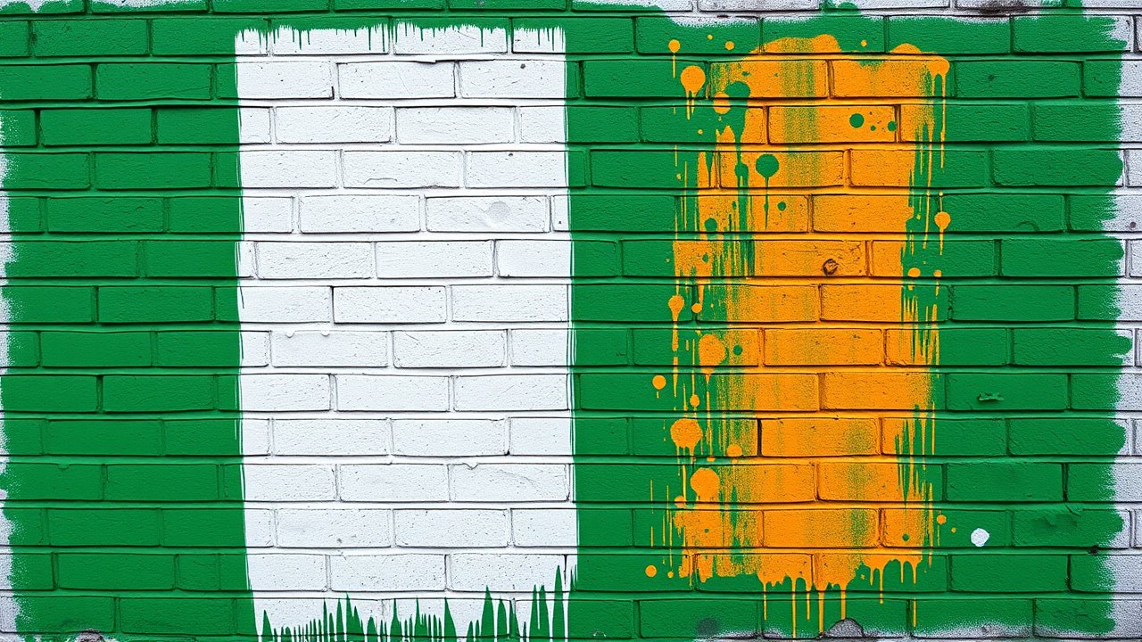 Flag of Ireland 🇮🇪 in street art / graffiti style