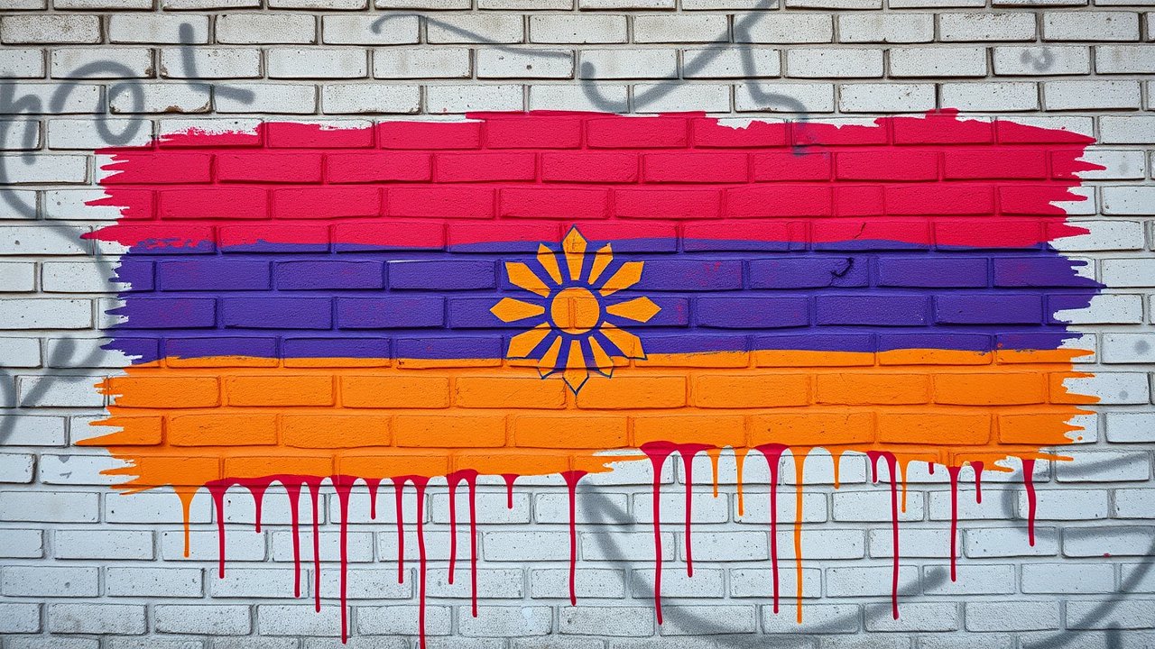 Flag of Armenia 🇦🇲 in street art / graffiti style