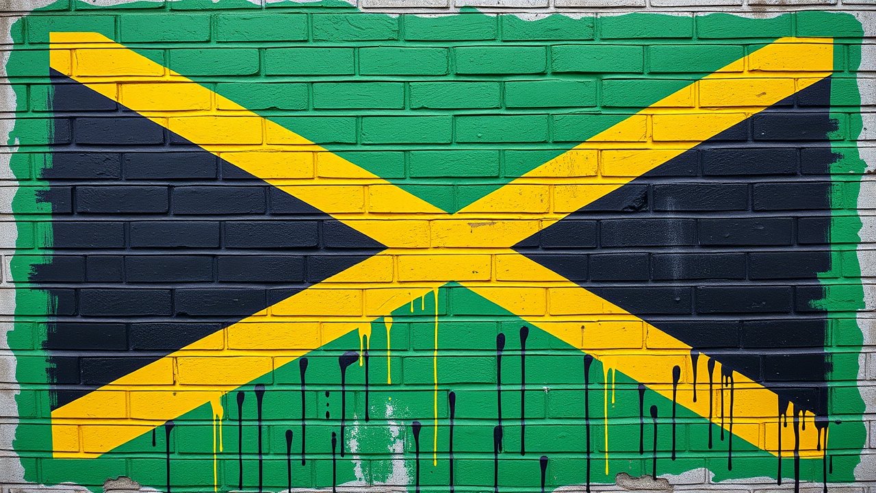 Flag of Jamaica 🇯🇲 in street art / graffiti style