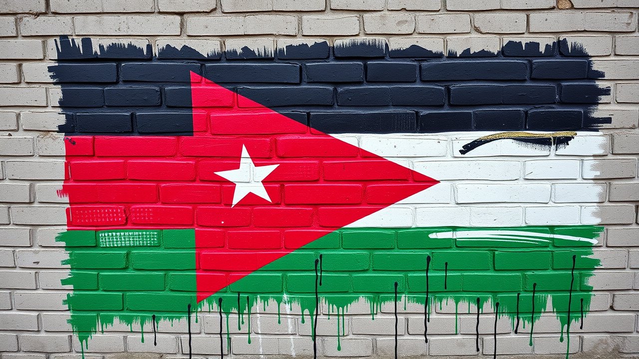 Flag of Jordan 🇯🇴 in street art / graffiti style