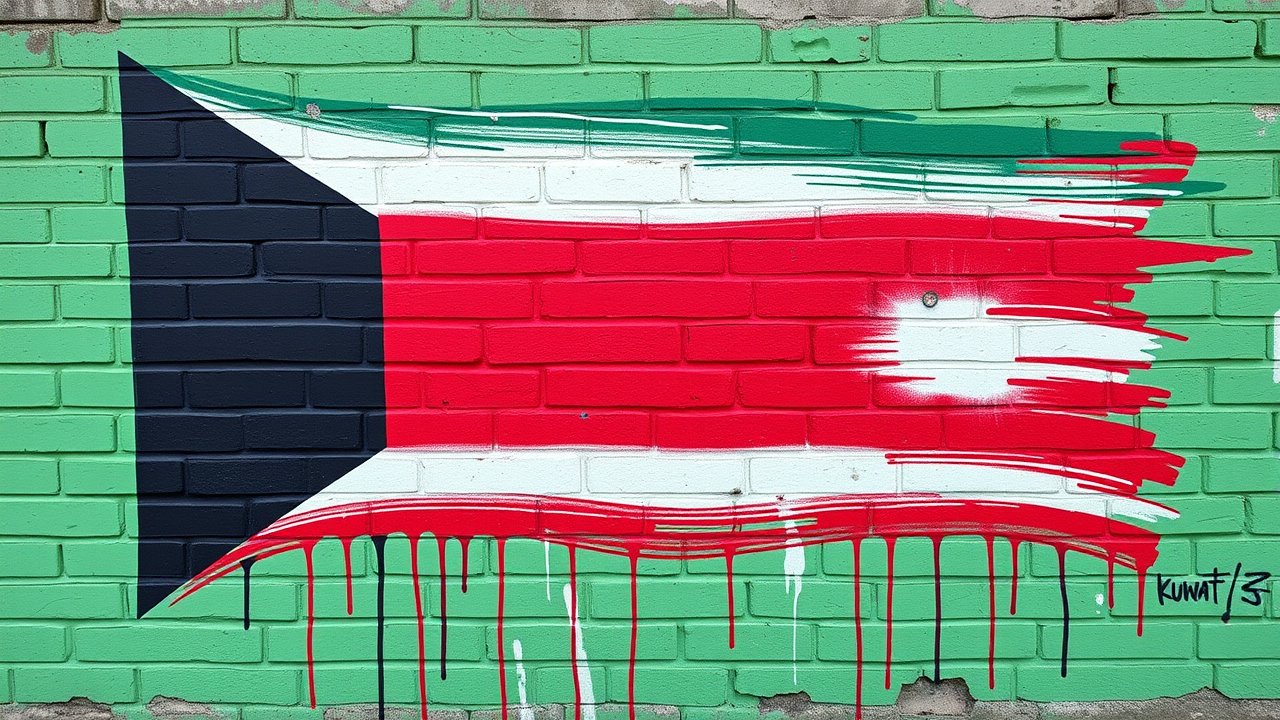 Flag of Kuwait 🇰🇼 in street art / graffiti style
