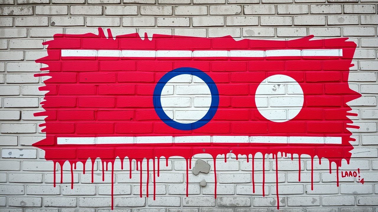 Flag of Laos 🇱🇦 in street art / graffiti style