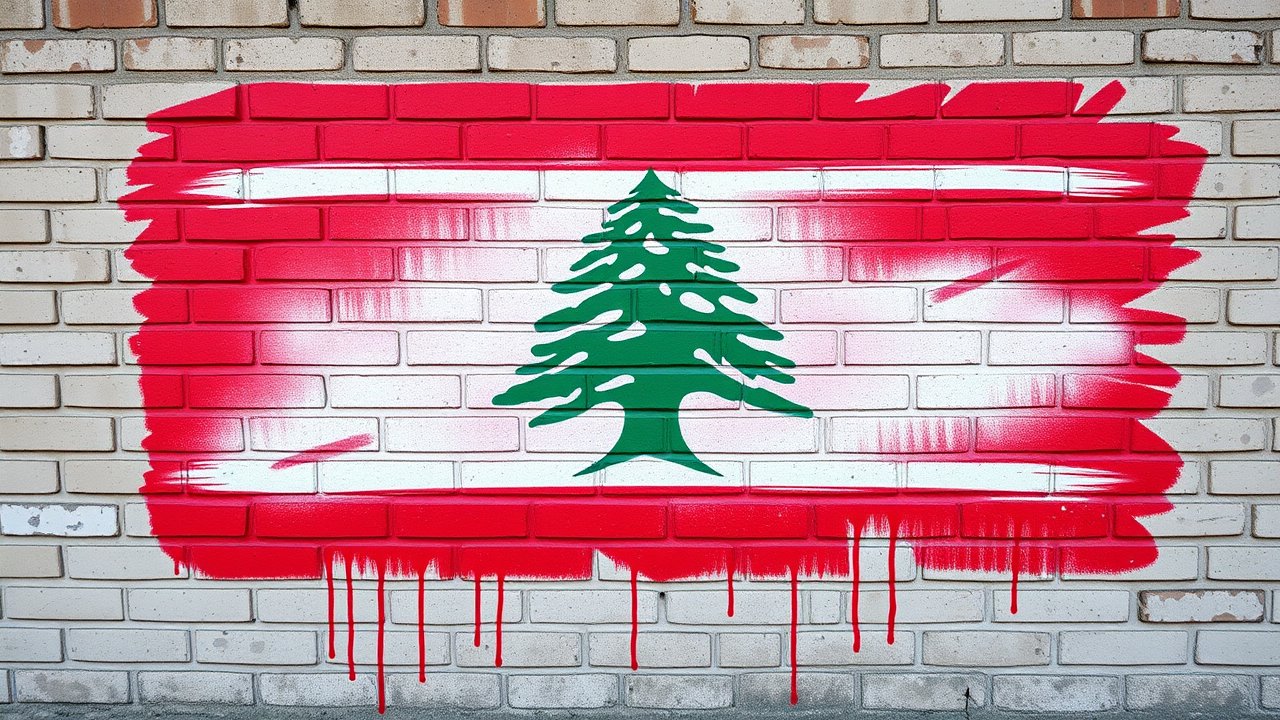 Flag of Lebanon 🇱🇧 in street art / graffiti style