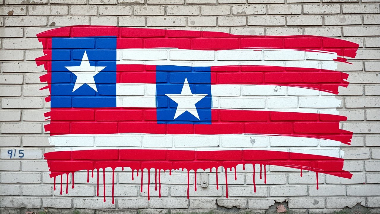 Flag of Liberia 🇱🇷 in street art / graffiti style