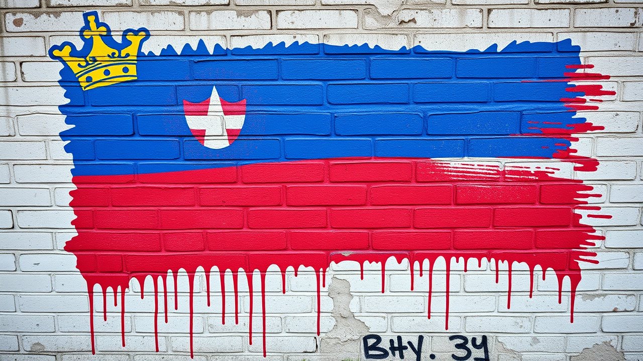 Flag of Liechtenstein 🇱🇮 in street art / graffiti style
