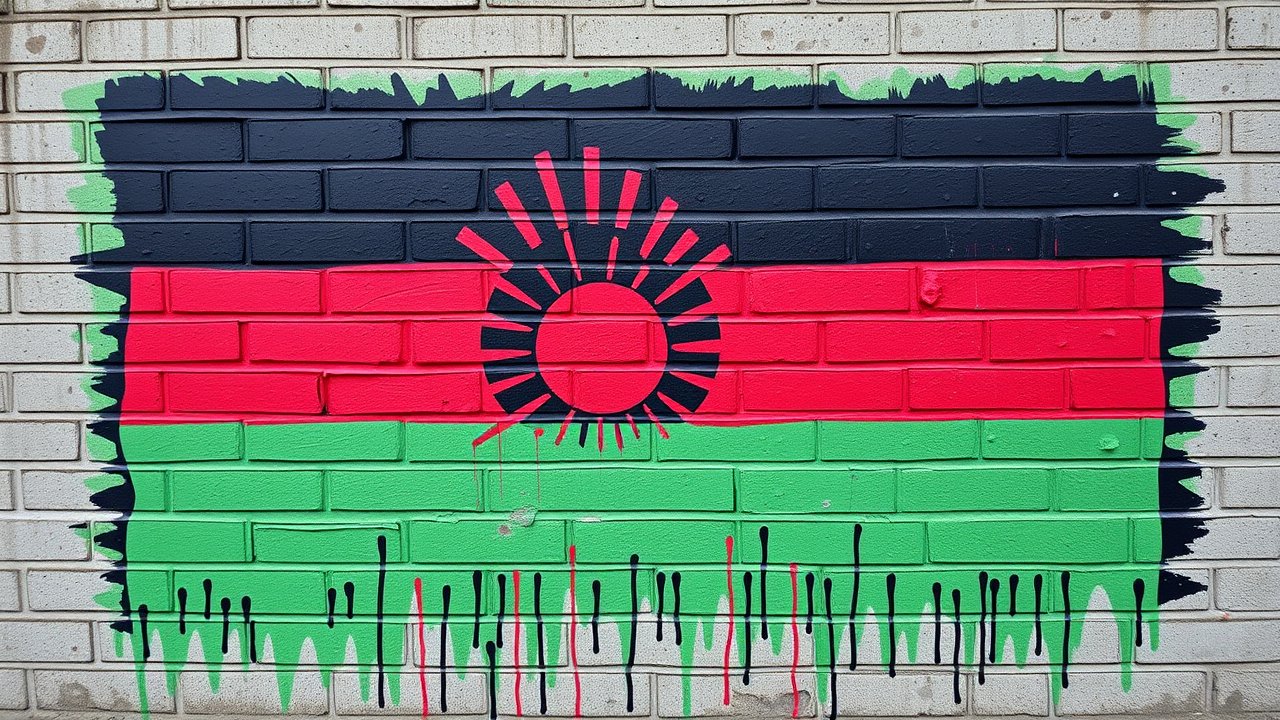 Flag of Malawi 🇲🇼 in street art / graffiti style