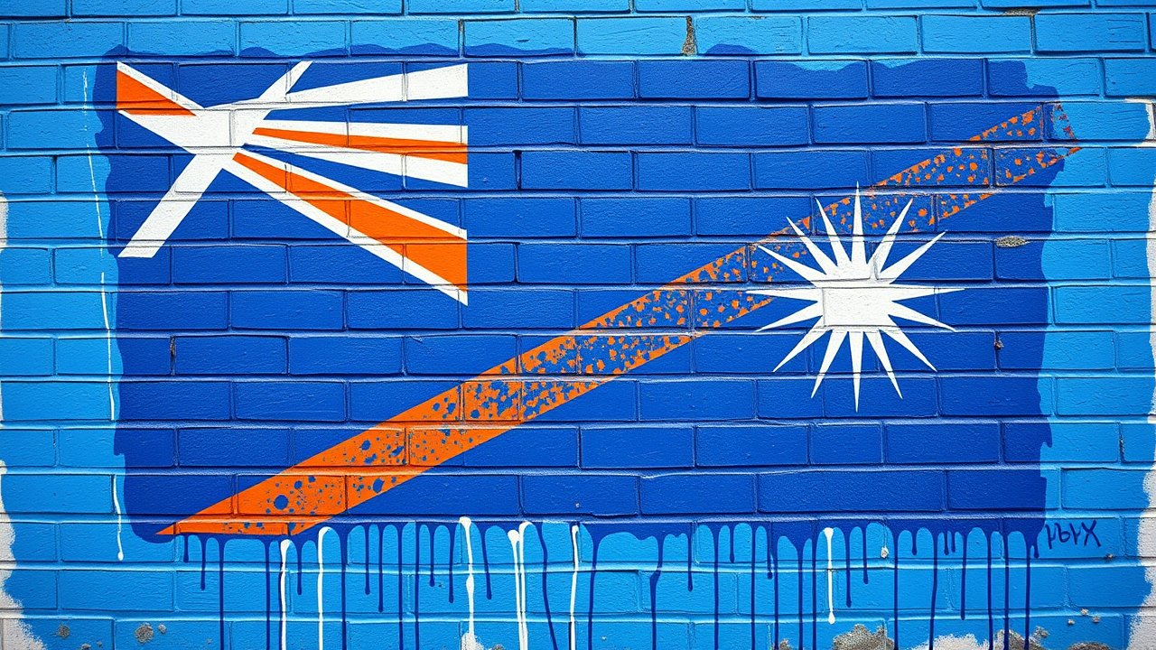 Flag of Marshall Islands 🇲🇠in street art / graffiti style