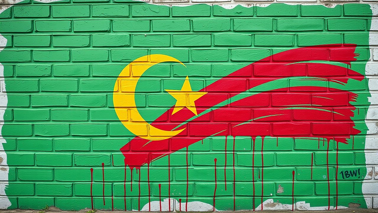 Flag of Mauritania 🇲🇷 in street art / graffiti style
