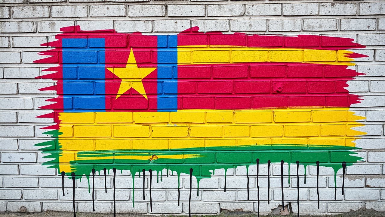 Flag of Mauritius 🇲🇺 in street art / graffiti style