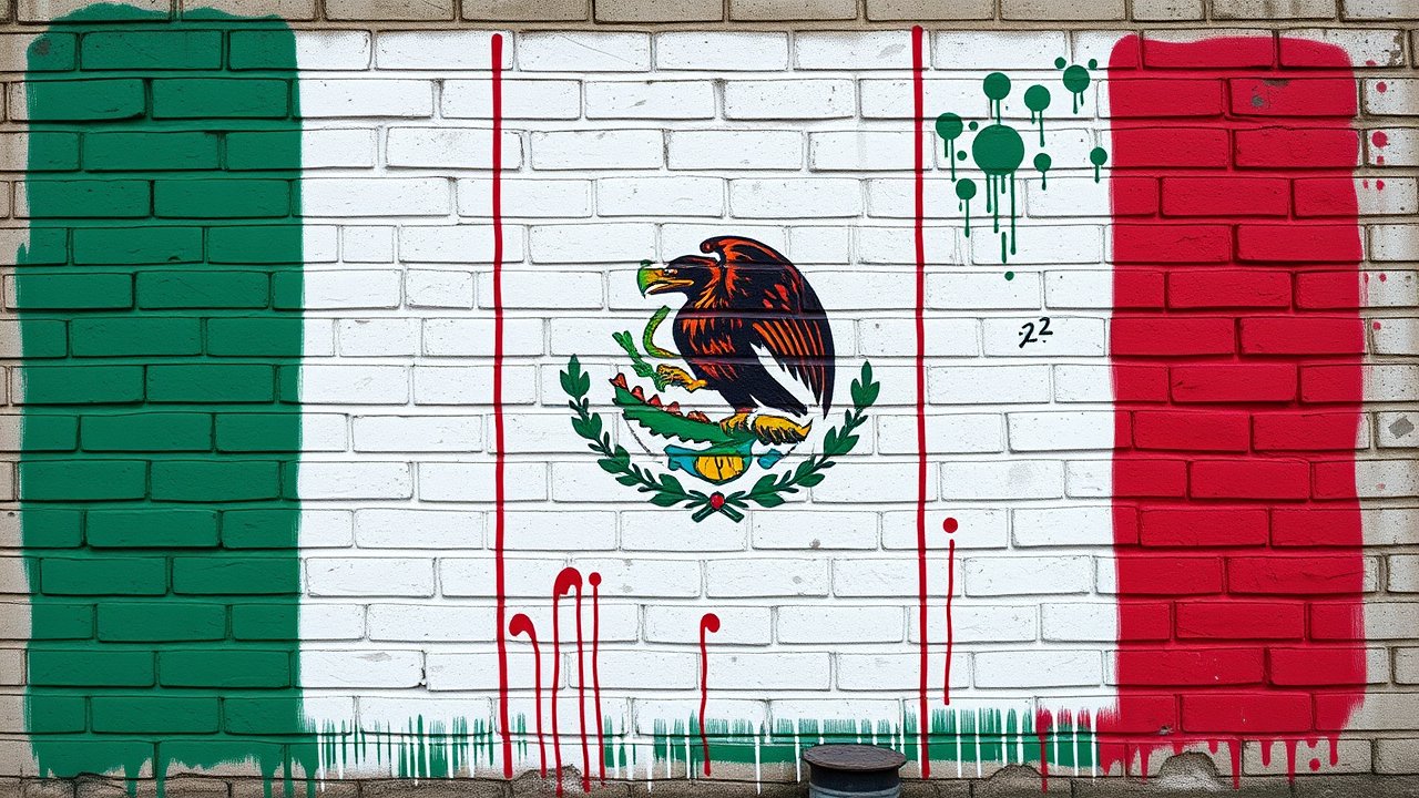 Flag of Mexico 🇲🇽 in street art / graffiti style